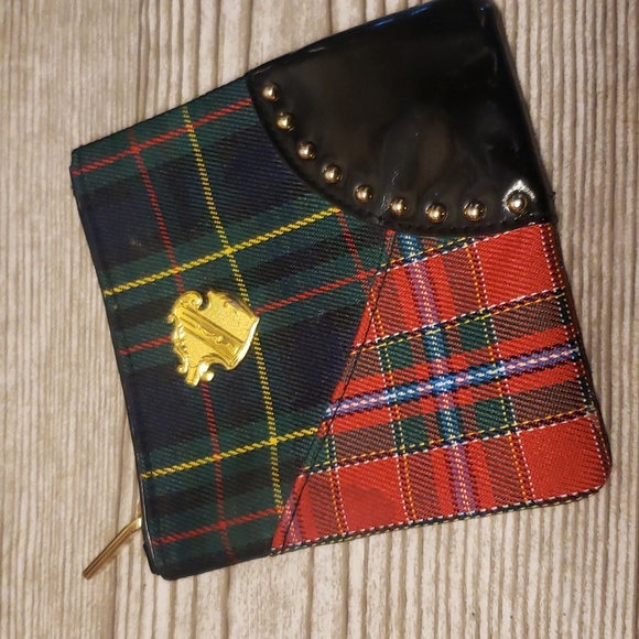 MAC Cosmetics Handbags - MAC tartan print and black small cosmetic bag